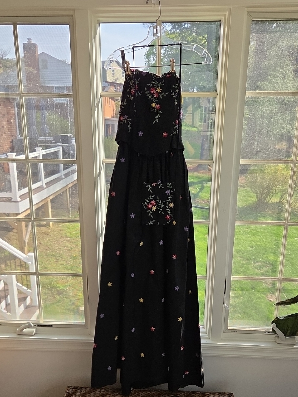 Alfred Angelo Black Prom Dress with Multicolor Floral Embroidery